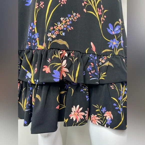 CeCe NWT Black Floral Ruffle Dress - Picture 7 of 9